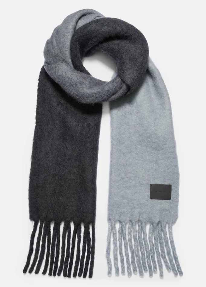 Women Scarves Hats and Gloves Vince AlpacaBlend DipDye Scarf Steel Charcoal