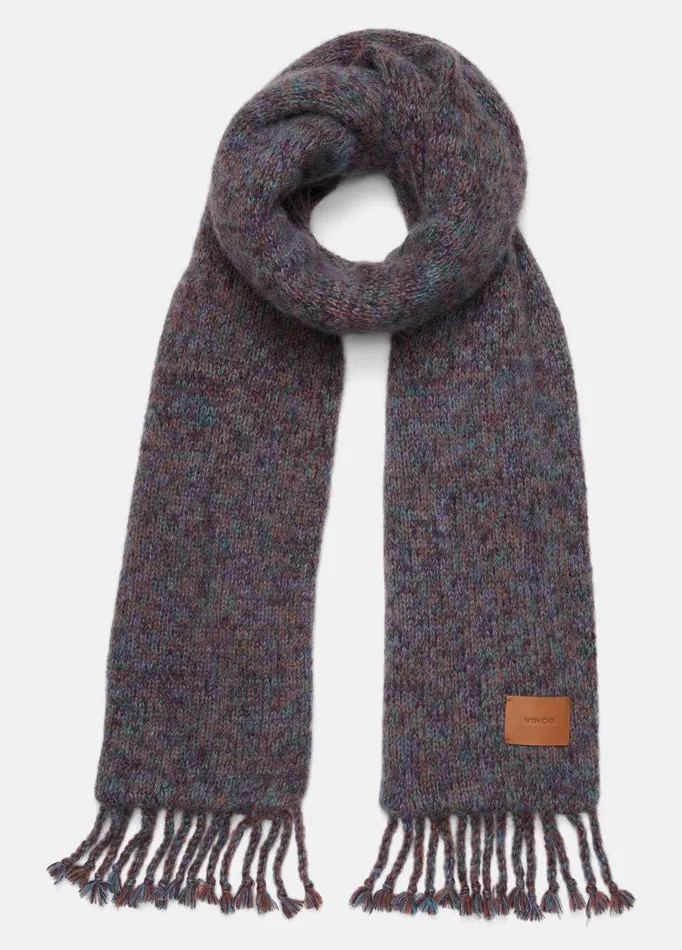 Women Scarves Hats and Gloves Vince AlpacaBlend MarledKnit Scarf Rustteal Stone Combo Women Scarves Hats and Gloves Vince AlpacaBlend MarledKnit Scarf Rustteal Stone Combo