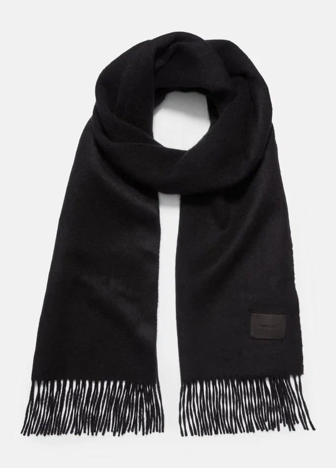 Women Scarves Hats and Gloves Vince Cashmere DoubleFace Scarf Black