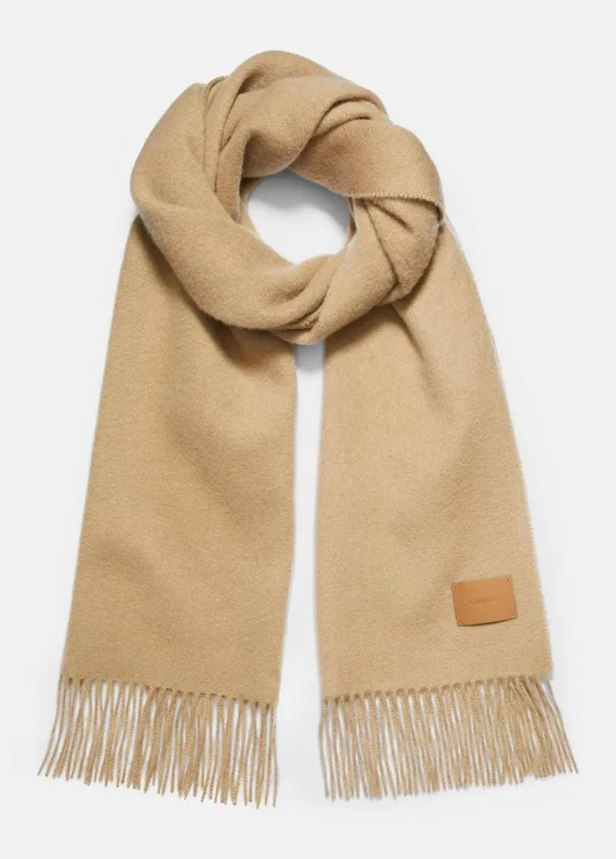 Women Scarves Hats and Gloves Vince Cashmere DoubleFace Scarf Camel