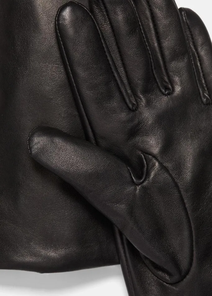 Women Scarves Hats and Gloves Vince CashmereLined Long Leather Glove Black
