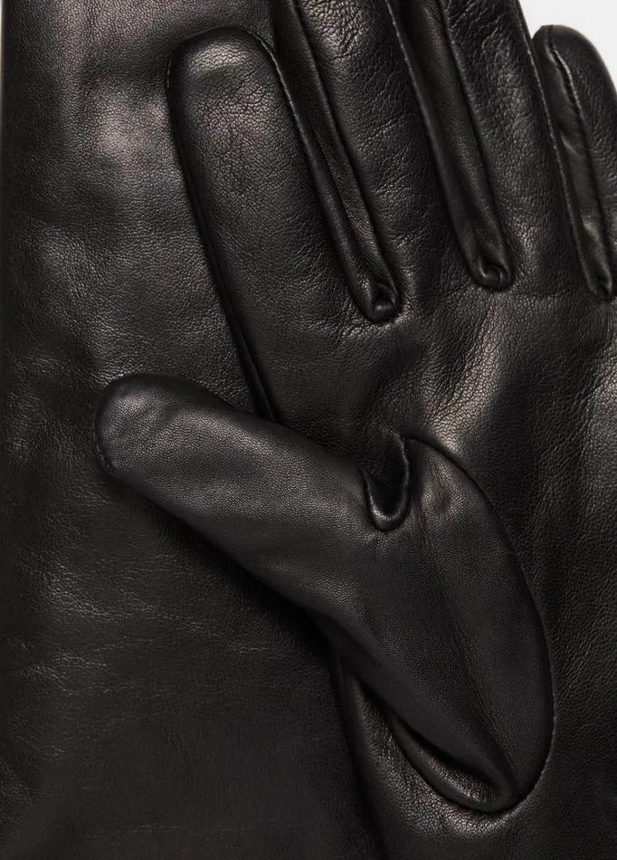 Women Scarves Hats and Gloves Vince CashmereLined Medium Leather Glove Black