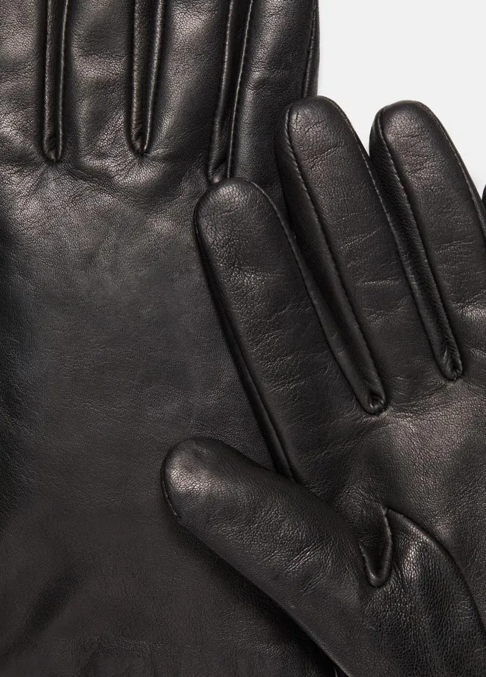 Women Scarves Hats and Gloves Vince CashmereLined Short Leather Glove Black