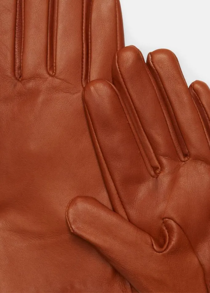 Women Scarves Hats and Gloves Vince CashmereLined Short Leather Glove Mink