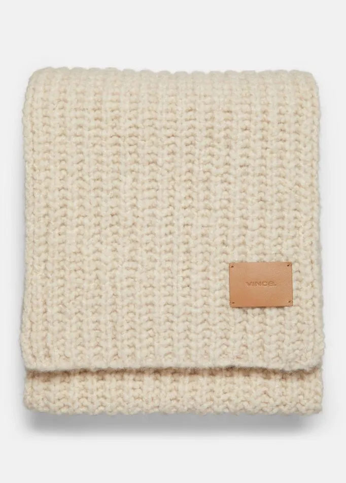 Women Scarves Hats and Gloves Vince CashmereSilk Chunky Scarf Deco Cream