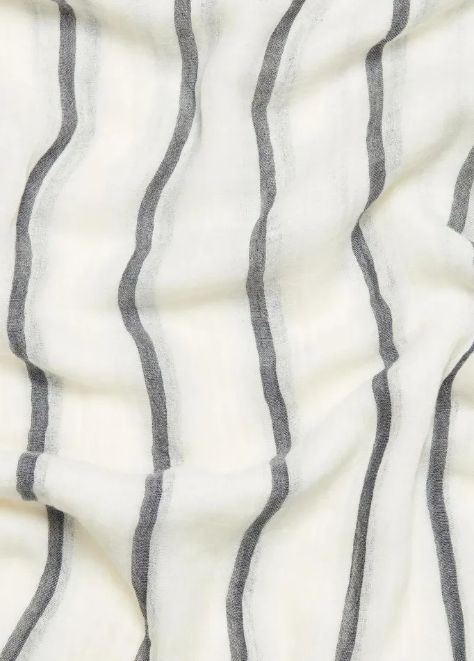 Women Scarves Hats and Gloves Vince Cotton Gauze Awning Stripe Scarf Papyruscoastal Blue