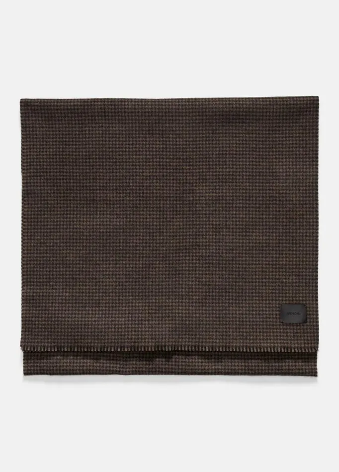 Women Scarves Hats and Gloves Vince Houndstooth Wool And Cashmere DoubleFace Scarf Blackcamel