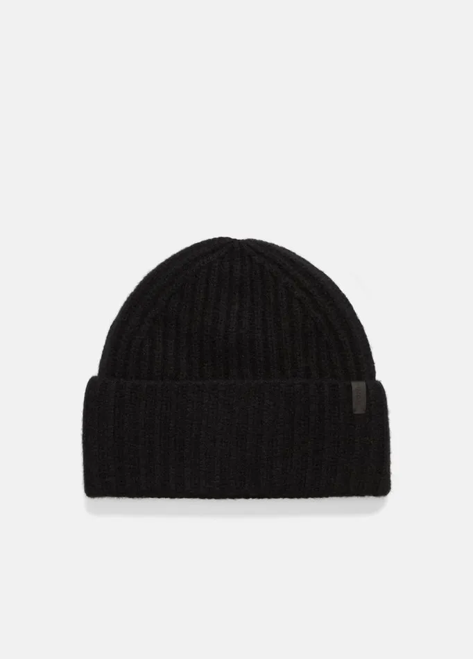 Women Scarves Hats and Gloves Vince Plush Cashmere Chunky Knit Hat Black