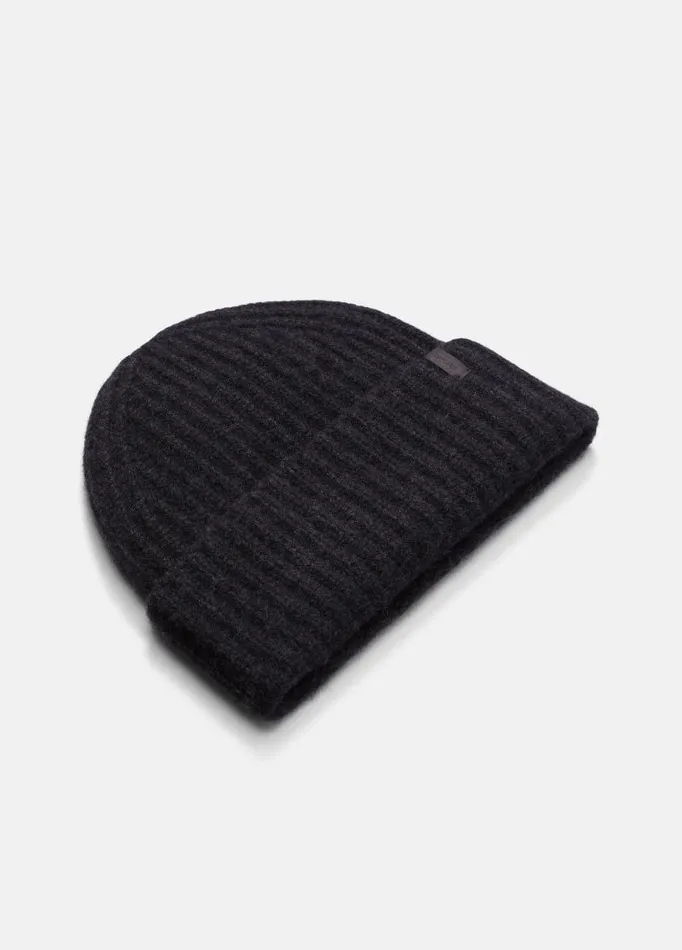 Women Scarves Hats and Gloves Vince Plush Cashmere Chunky Knit Hat Heather Charcoal