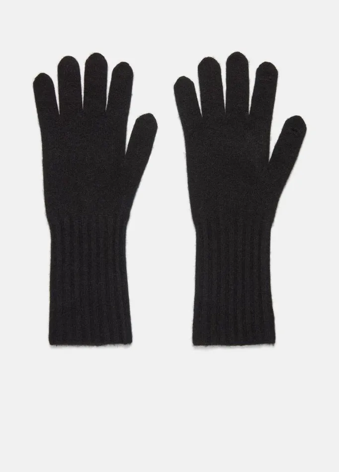 Women Scarves Hats and Gloves Vince Plush Cashmere Knit Glove Black