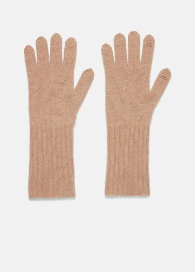 Women Scarves Hats and Gloves Vince Plush Cashmere Knit Glove Camel