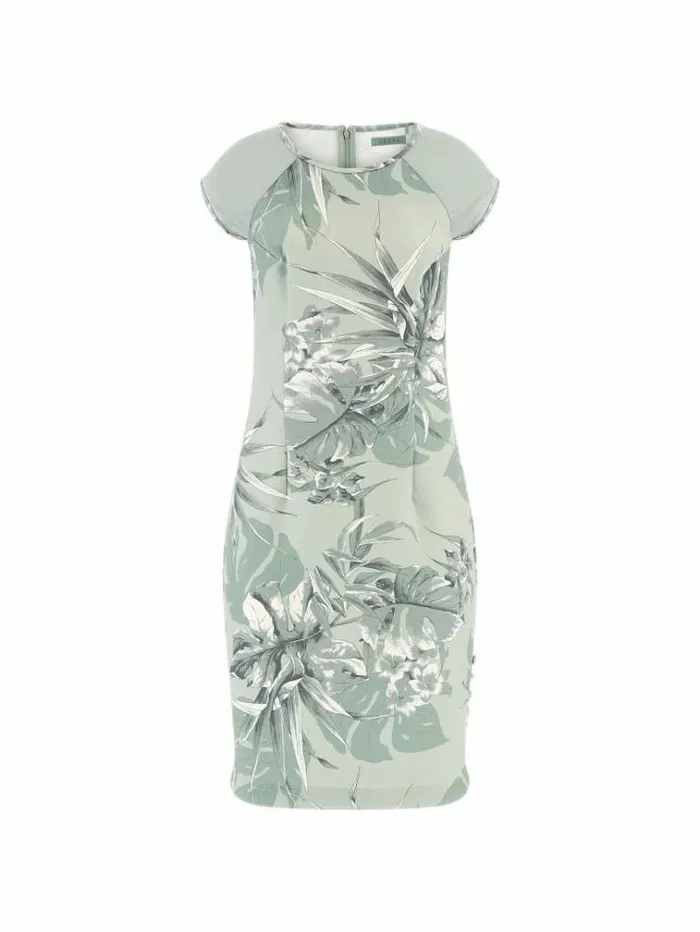 Women Scuba Bodycon Dress Floral Light Blue Guess Dresses And Jumpsuits