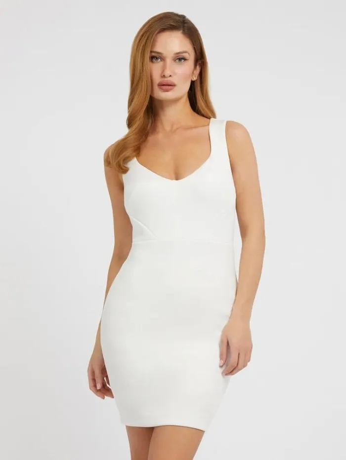 Women Scuba Bodycon Dress White Guess Dresses And Jumpsuits