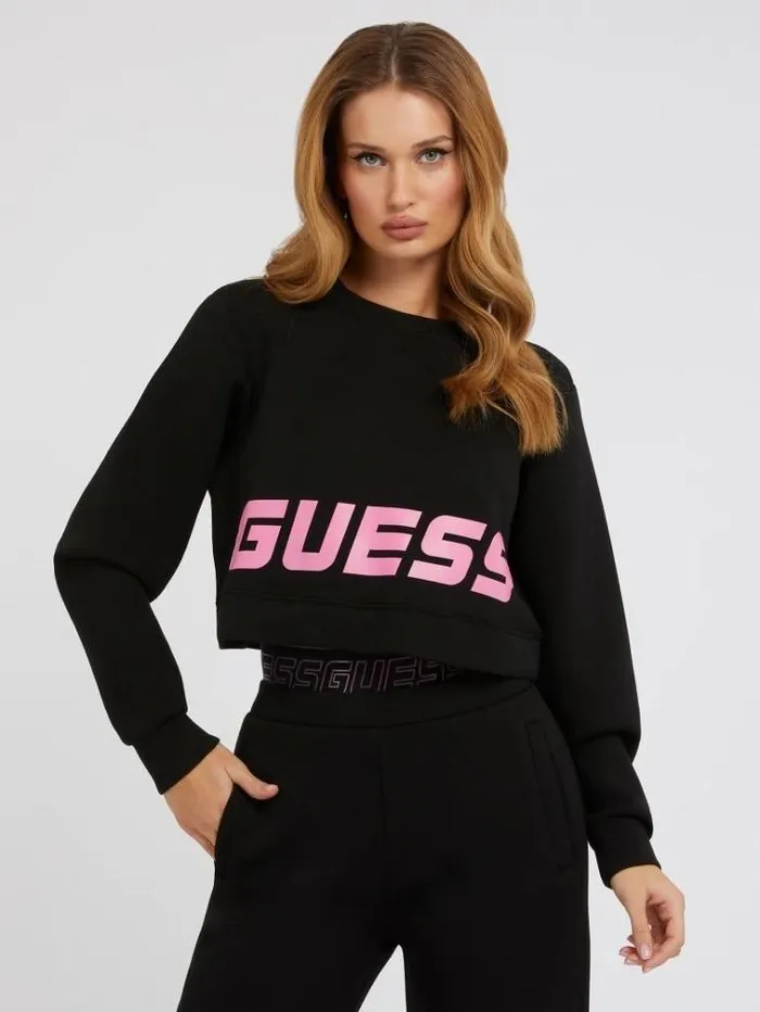 Women Scuba Crop Sweatshirt Black Guess Activewear