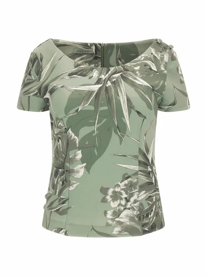 Women Scuba Top Green Multi Guess Tops And Shirts