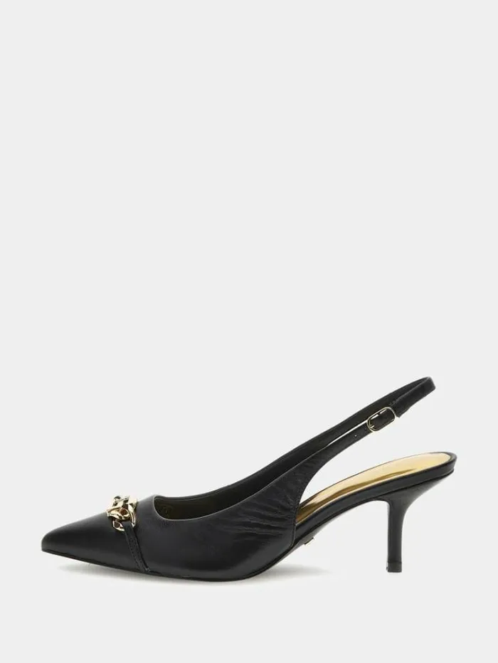Women Sdina Real Leather Sling Backs Black Guess Heels
