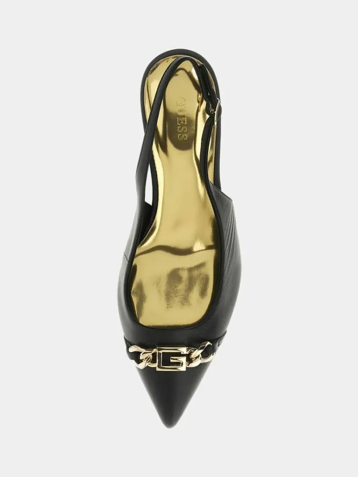 Women Sdina Real Leather Sling Backs Black Guess Heels