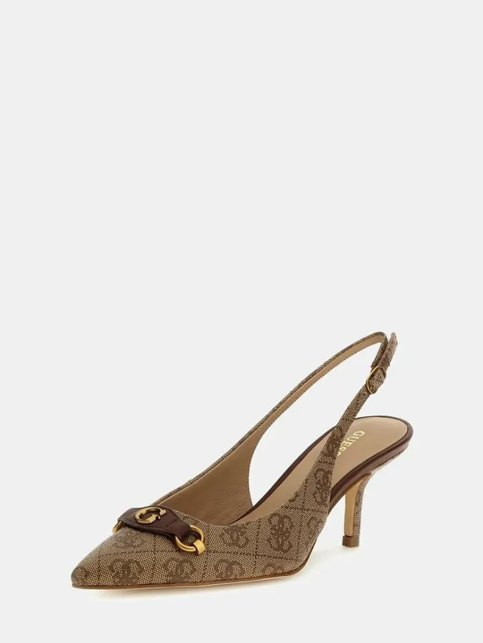 Women Sdinee 4g Logo Sling Backs Multi Beige Guess Heels