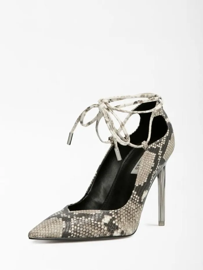 Women Sebbie Croc Print Court Shoe Animalier Grey Guess Heels