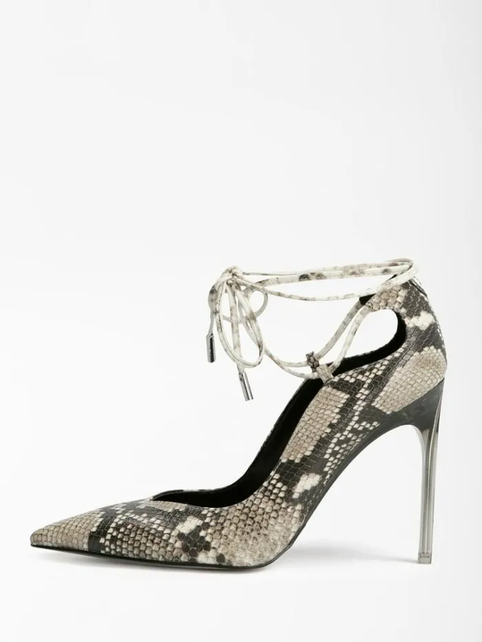Women Sebbie Croc Print Court Shoe Animalier Grey Guess Heels