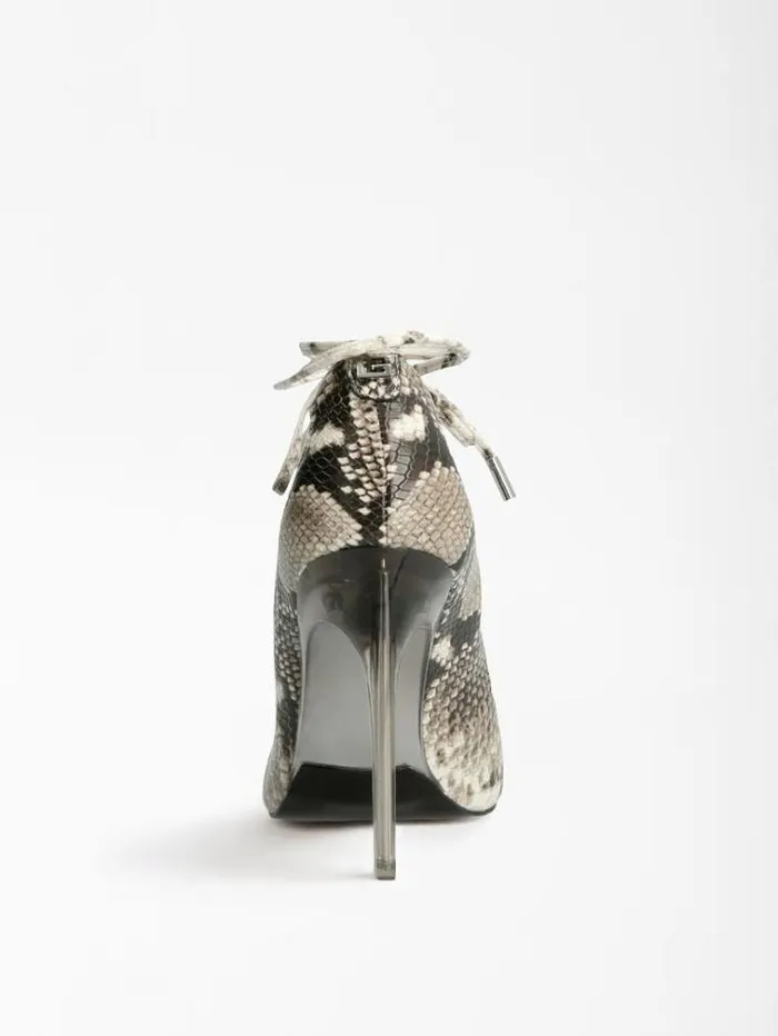 Women Sebbie Croc Print Court Shoe Animalier Grey Guess Heels