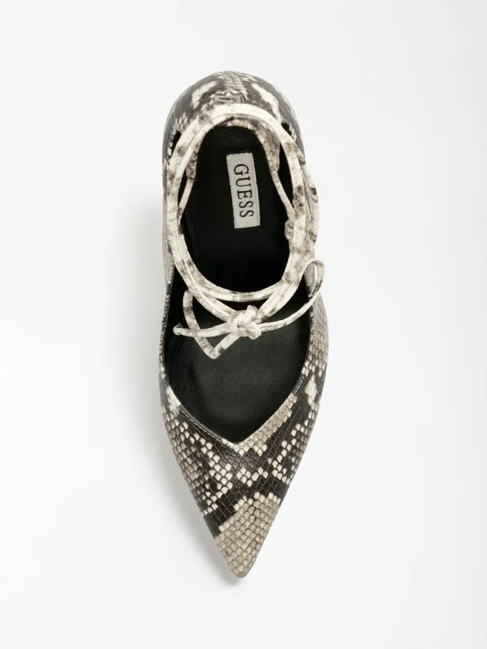 Women Sebbie Croc Print Court Shoe Animalier Grey Guess Heels