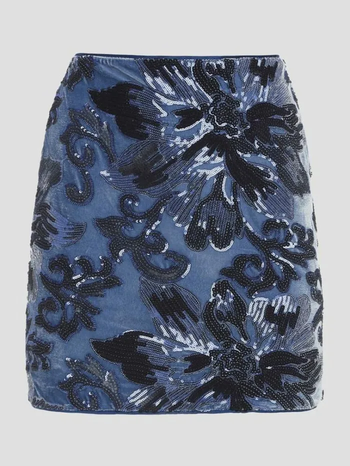 Women Sequins Skirt Floral Blue Guess Skirts And Shorts