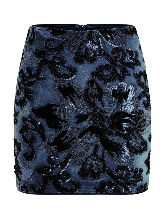 Women Sequins Skirt Floral Blue Guess Skirts And Shorts