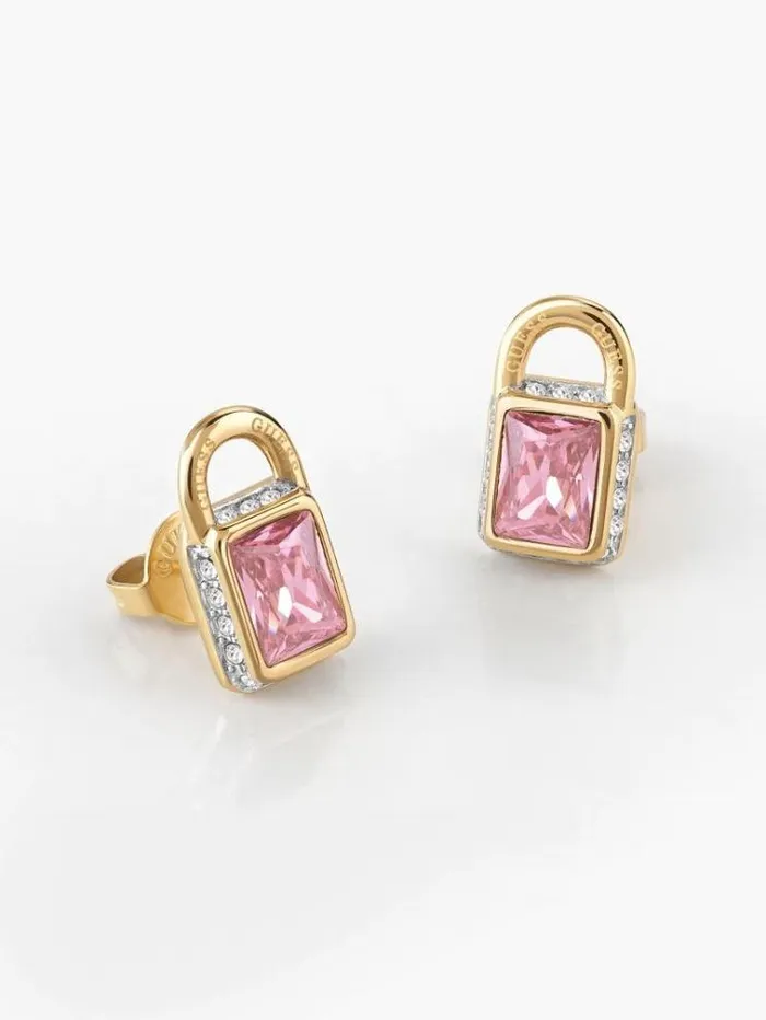 Women shiny Padlock Earrings Multi Pink Guess Jewellery