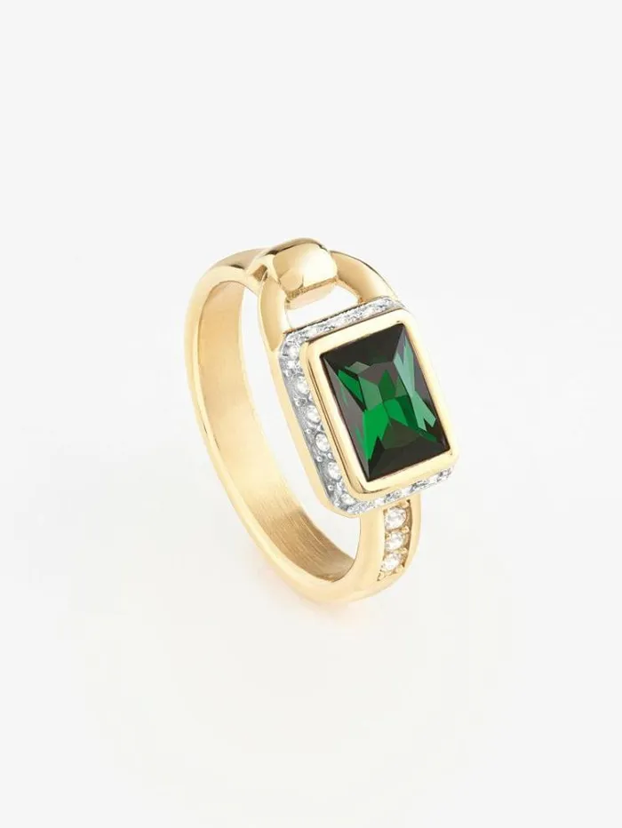 Women shiny Padlock Ring Green Multi Guess Jewellery