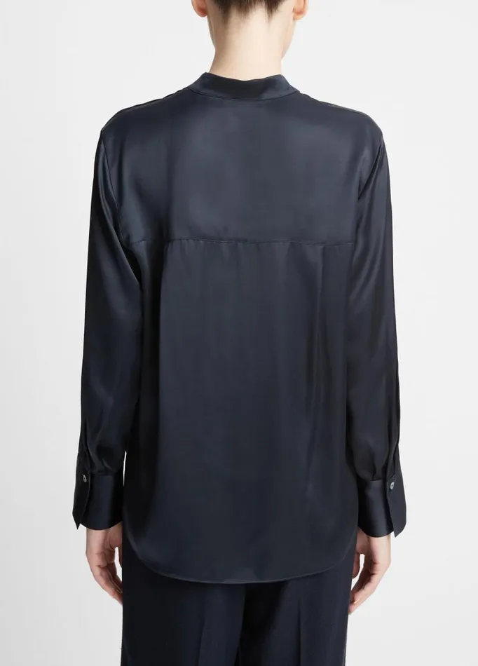 Women Shirts and Tops Vince BandCollar ButtonFront Shirt Coastal Blue