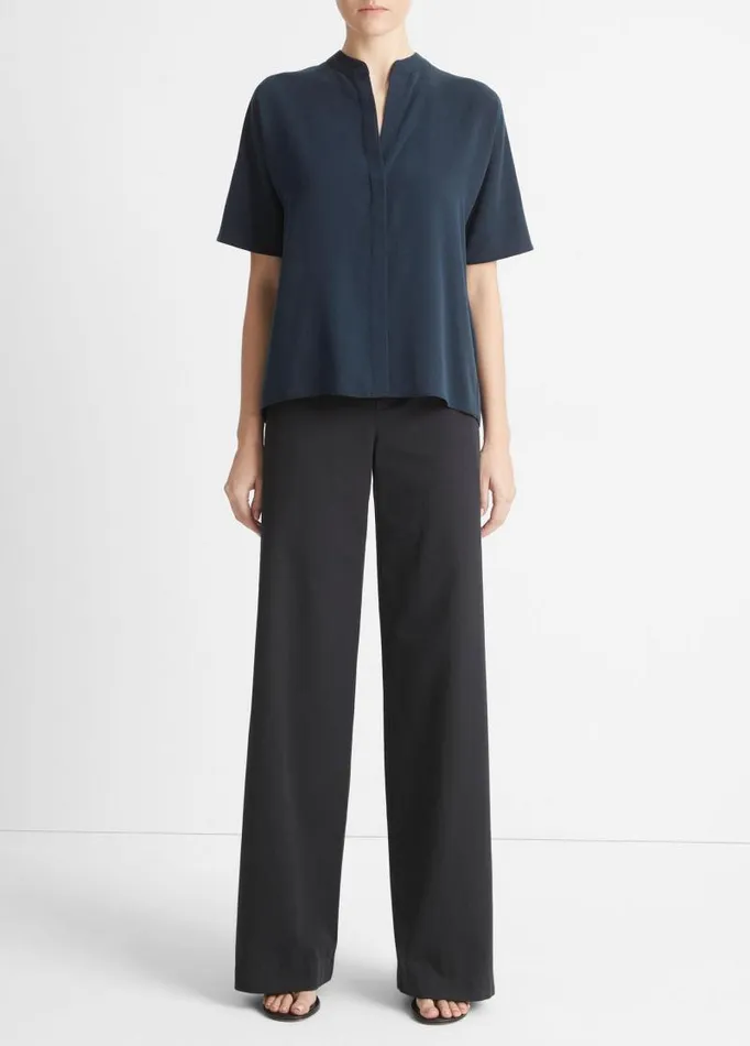 Women Shirts and Tops Vince BandCollar DolmanSleeve Shirt Coastal Blue