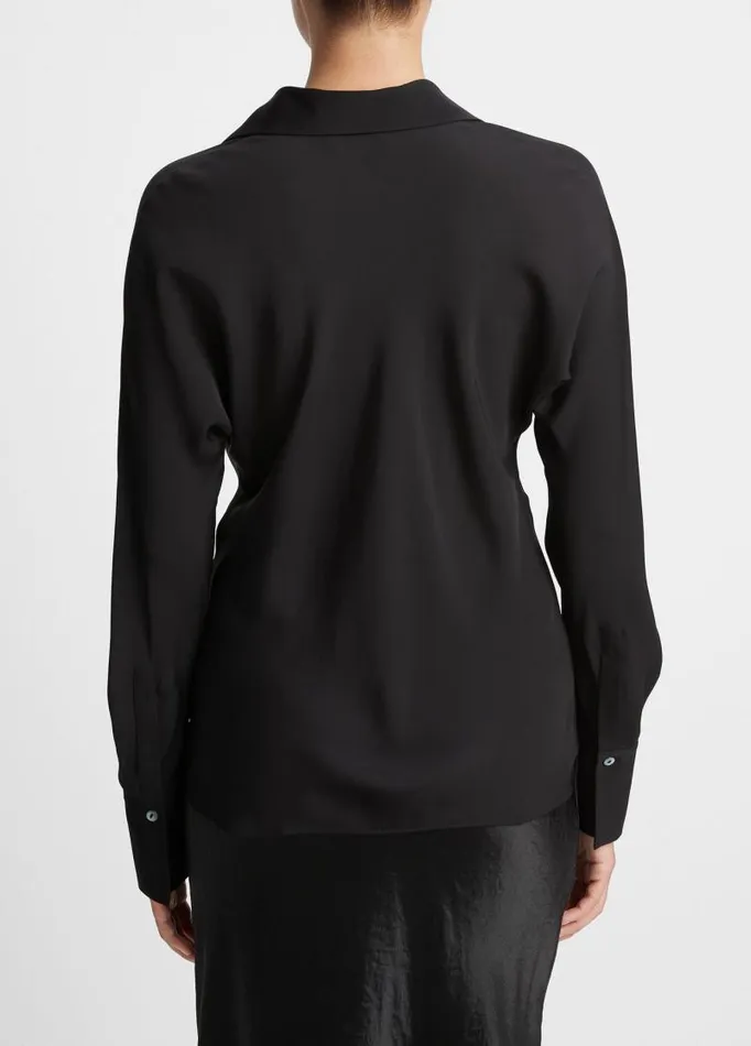 Women Shirts and Tops Vince Silk Bias DolmanSleeve Shirt Black