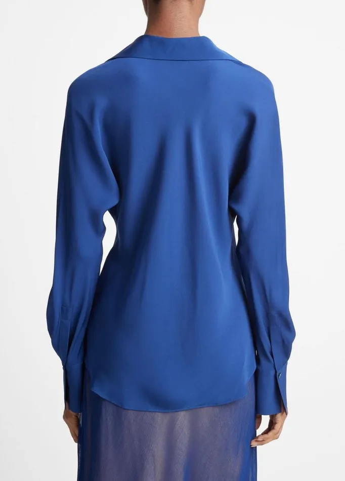 Women Shirts and Tops Vince Silk Bias DolmanSleeve Shirt Dark Caspian