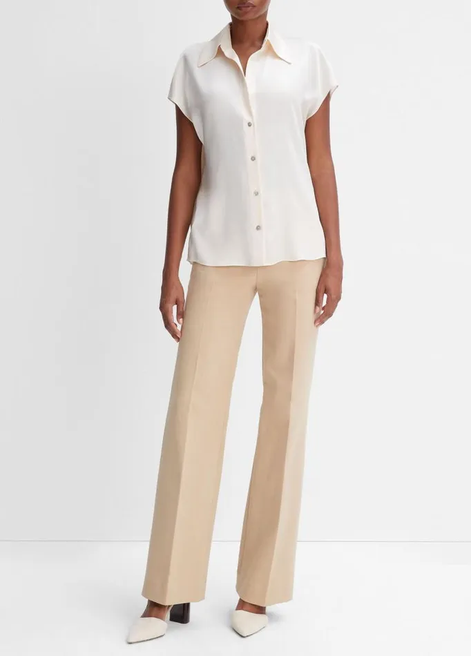 Women Shirts and Tops Vince Silk CapSleeve RuchedBack Blouse Chiffon