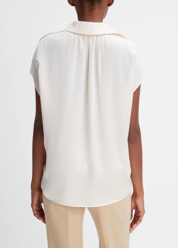 Women Shirts and Tops Vince Silk CapSleeve RuchedBack Blouse Chiffon