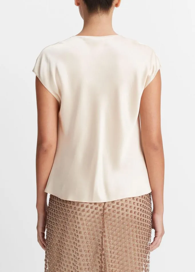 Women Shirts and Tops Vince Silk CowlNeck Blouse Champagne