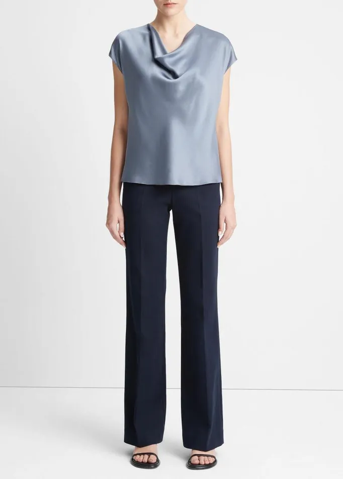 Women Shirts and Tops Vince Silk CowlNeck Blouse Iris Smoke