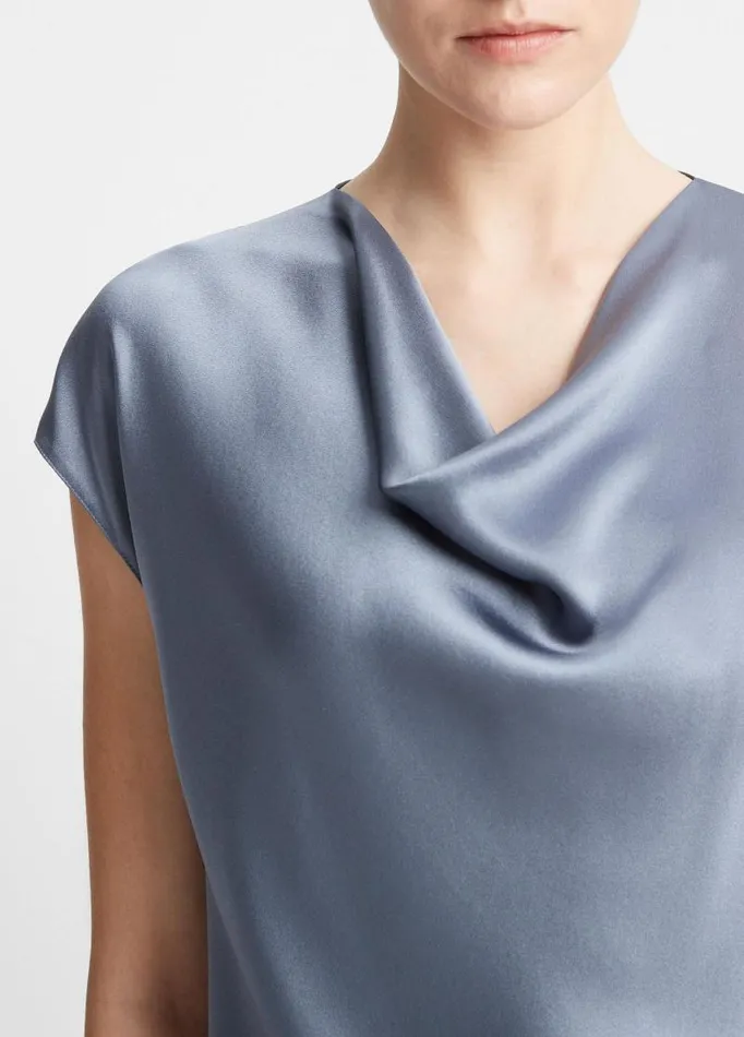 Women Shirts and Tops Vince Silk CowlNeck Blouse Iris Smoke