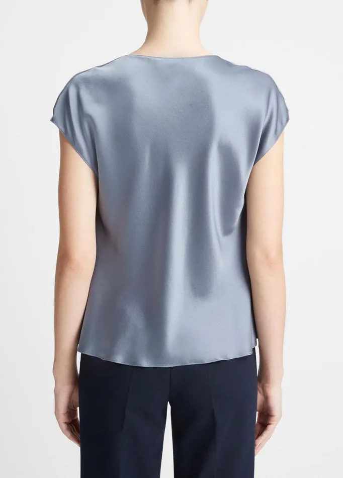Women Shirts and Tops Vince Silk CowlNeck Blouse Iris Smoke