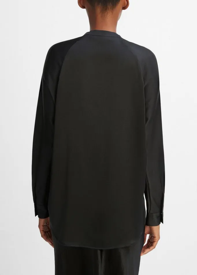 Women Shirts and Tops Vince Silk Satin BandCollar Blouse Black