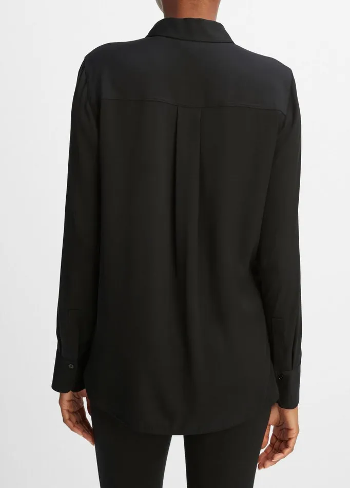Women Shirts and Tops Vince Slim Fitted StretchSilk Blouse Black