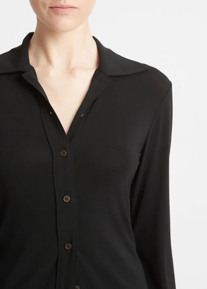 Women Shirts and Tops Vince Slim LongSleeve ButtonFront Shirt Black