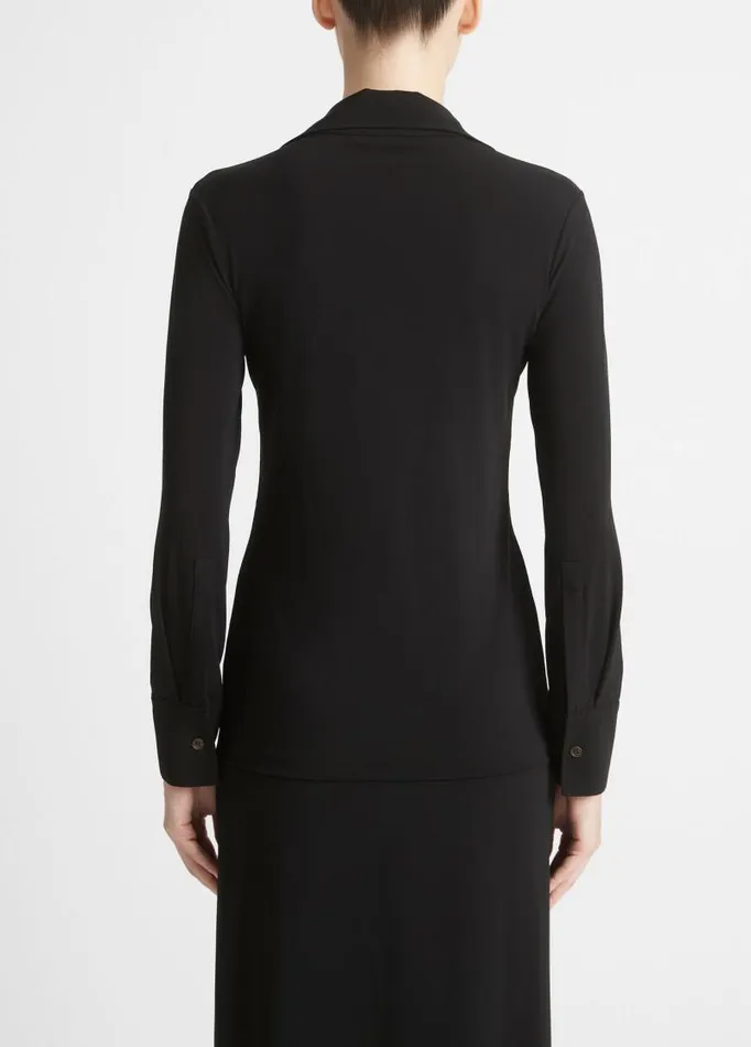 Women Shirts and Tops Vince Slim LongSleeve ButtonFront Shirt Black
