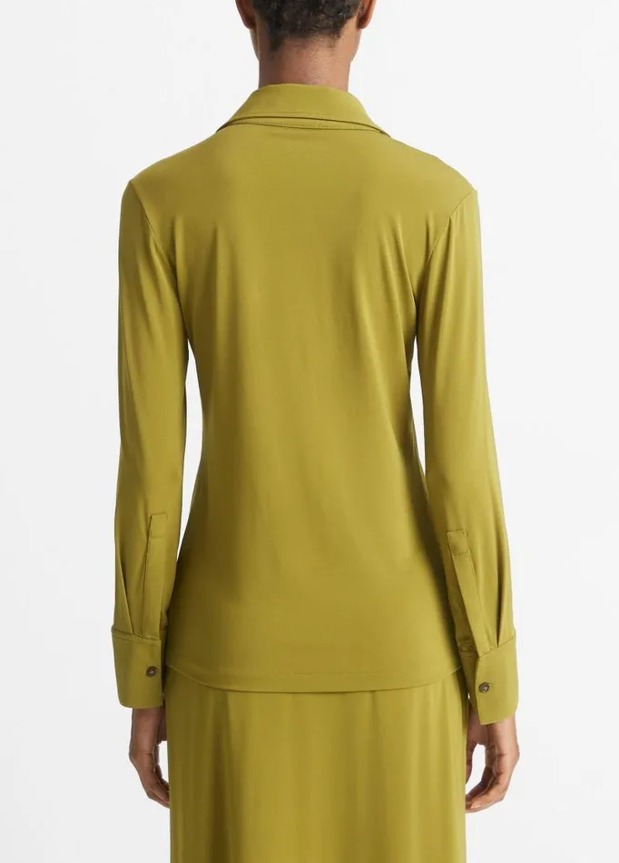 Women Shirts and Tops Vince Slim LongSleeve ButtonFront Shirt Dark Basil