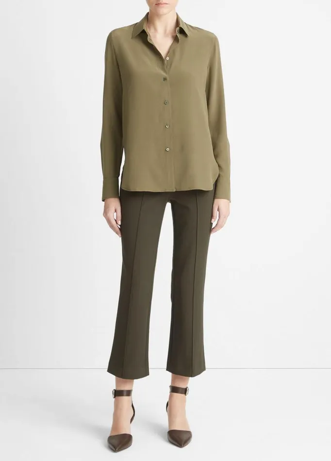 Women Shirts and Tops Vince StretchSilk SlimFit Shirt Washed Vine