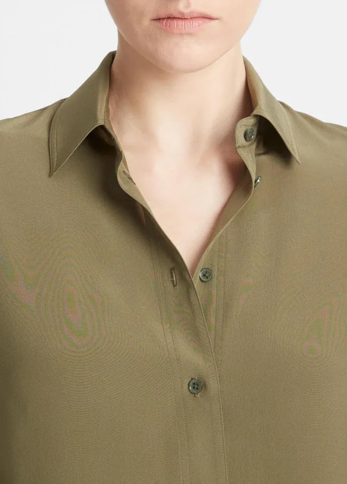 Women Shirts and Tops Vince StretchSilk SlimFit Shirt Washed Vine