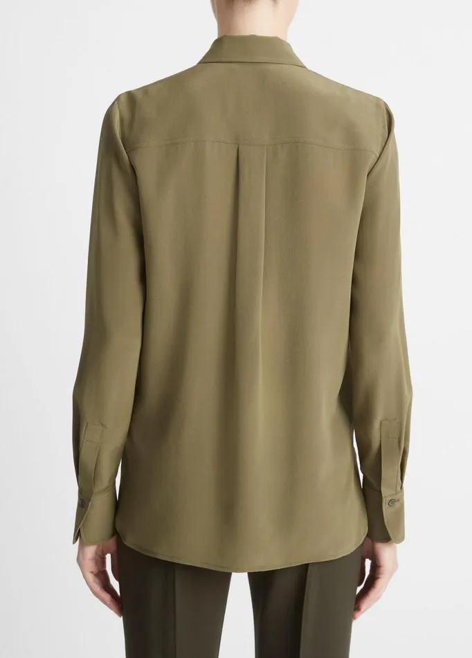 Women Shirts and Tops Vince StretchSilk SlimFit Shirt Washed Vine