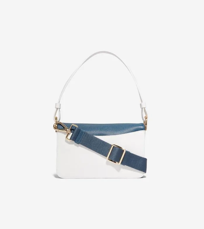 Women Shoulder Bags Cole Haan Mini Shoulder Bag Blue Wing Tealdark Chocolateoptic White