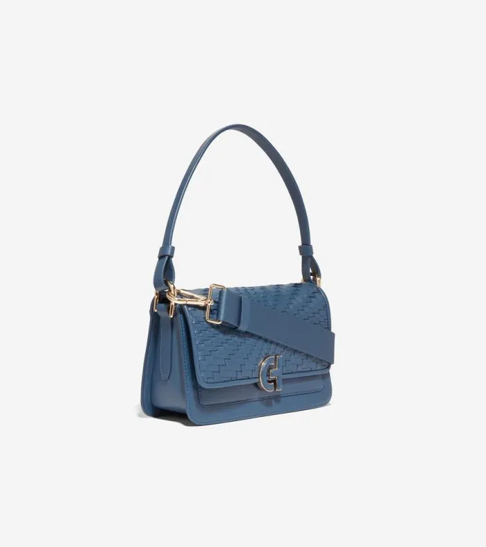 Women Shoulder Bags Cole Haan Mini Shoulder Bag Blue Wing Tealgenevieve Weave